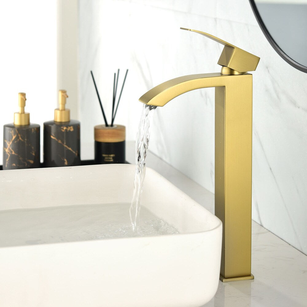 Taurus Single Hole Bathroom Sink Faucet in Brushed Gold