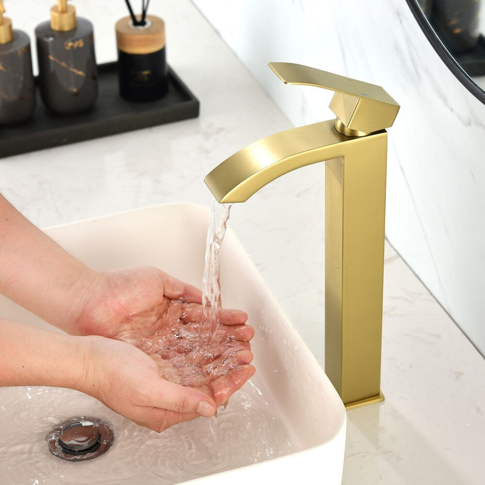 Taurus Single Hole Bathroom Sink Faucet in Brushed Gold
