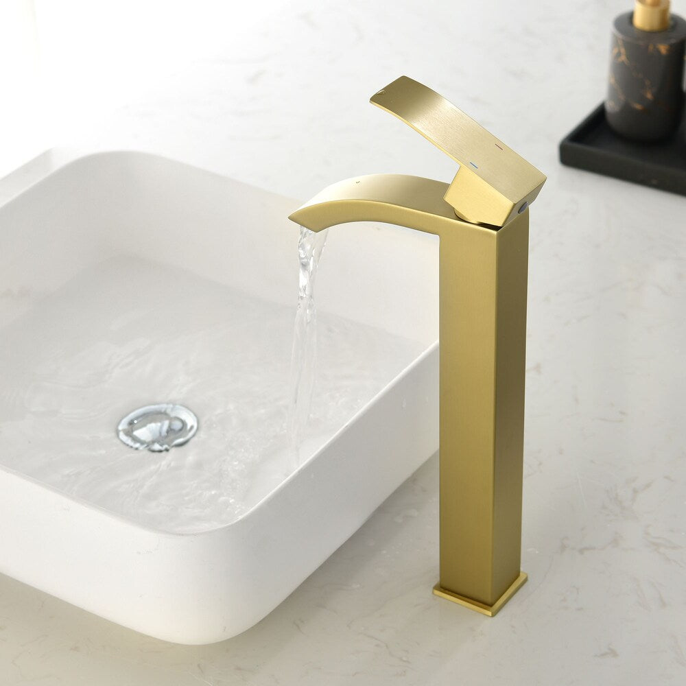 Taurus Single Hole Bathroom Sink Faucet in Brushed Gold