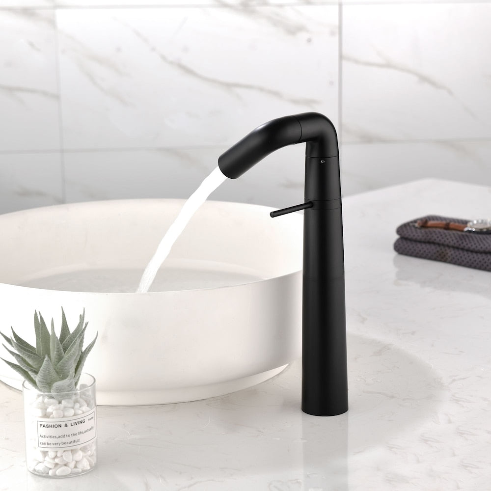 Leo Single Hole Bathroom Sink Faucet in Matte Black