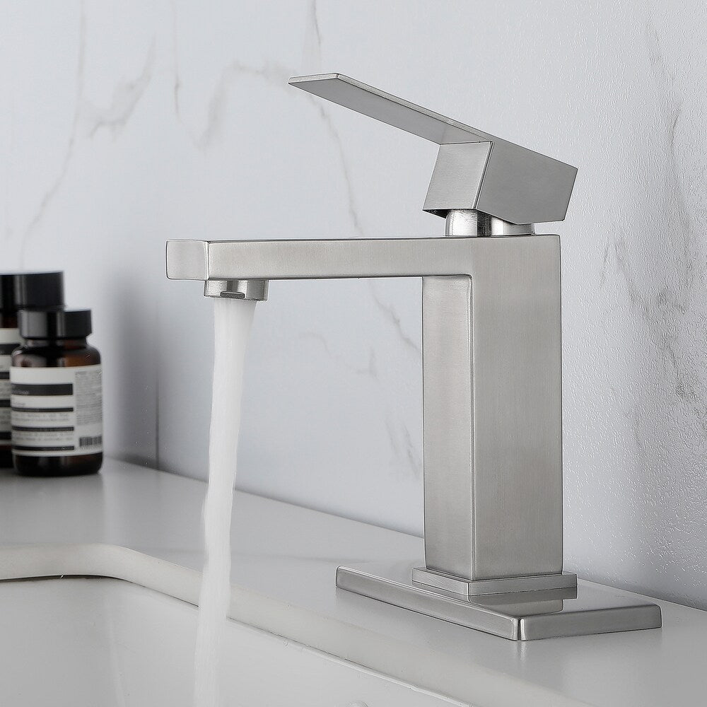 Libra Single Hole Bathroom Sink Faucet in Brushed Nickel