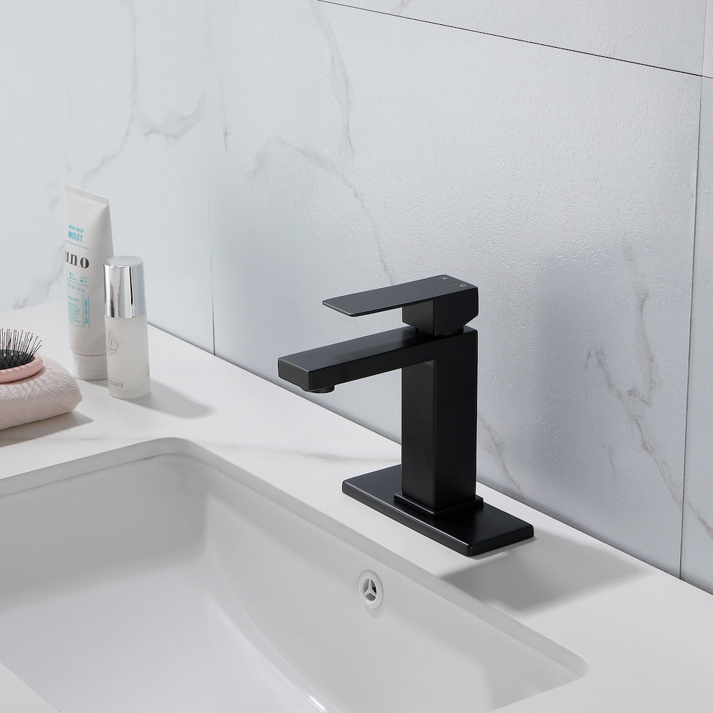 Libra Single Hole Bathroom Sink Faucet in Matte Black