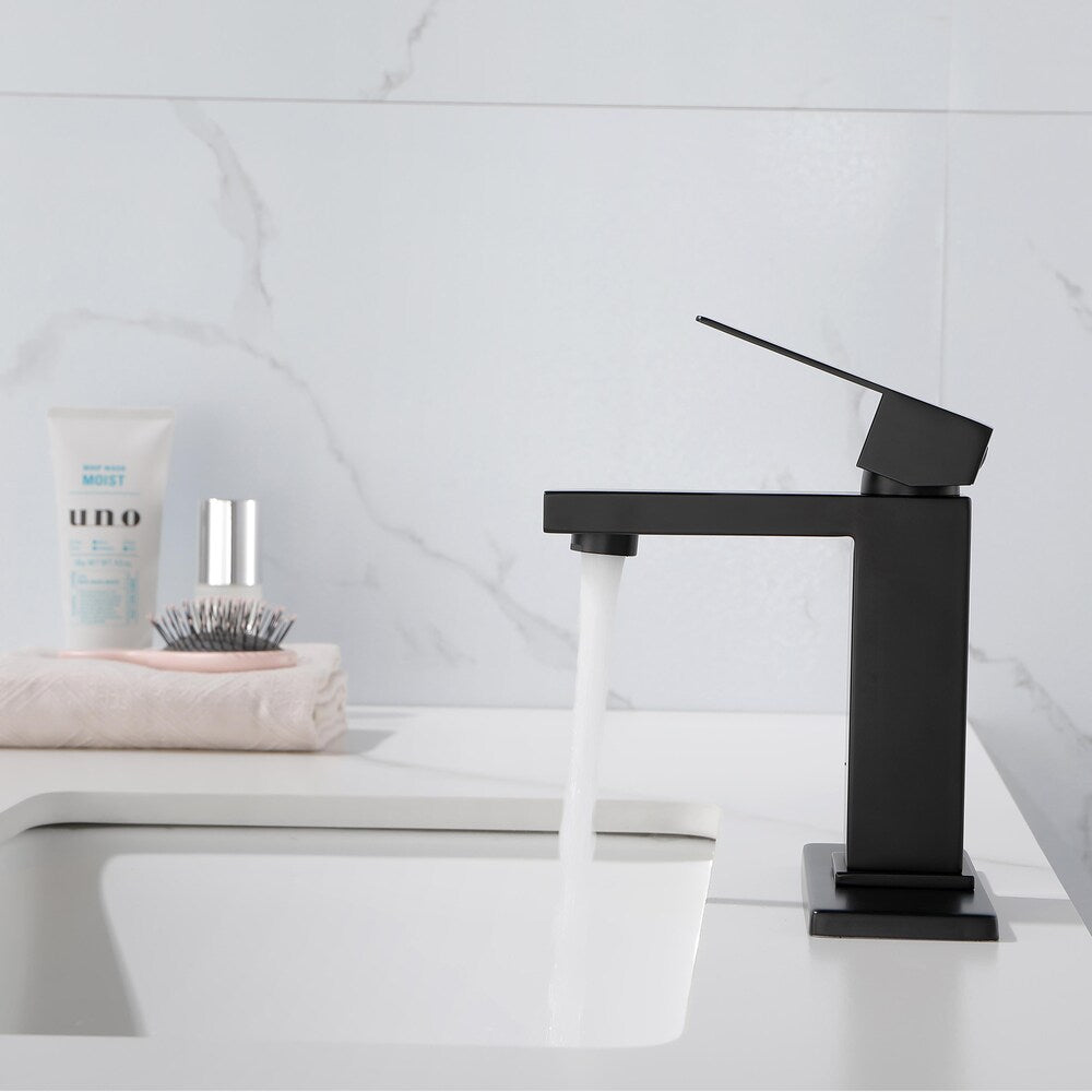 Libra Single Hole Bathroom Sink Faucet in Matte Black