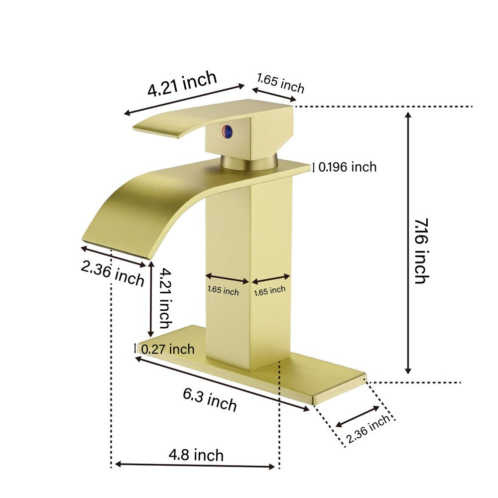 Sagittarius Single Hole Bathroom Sink Faucet in Brushed Gold