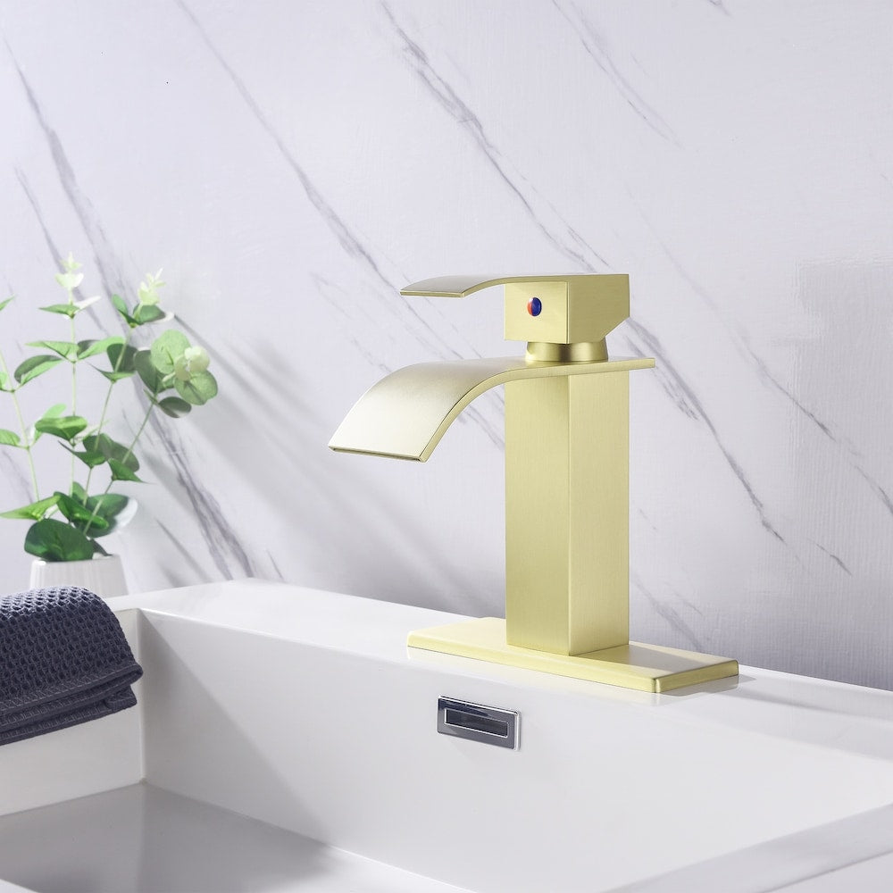 Sagittarius Single Hole Bathroom Sink Faucet in Brushed Gold