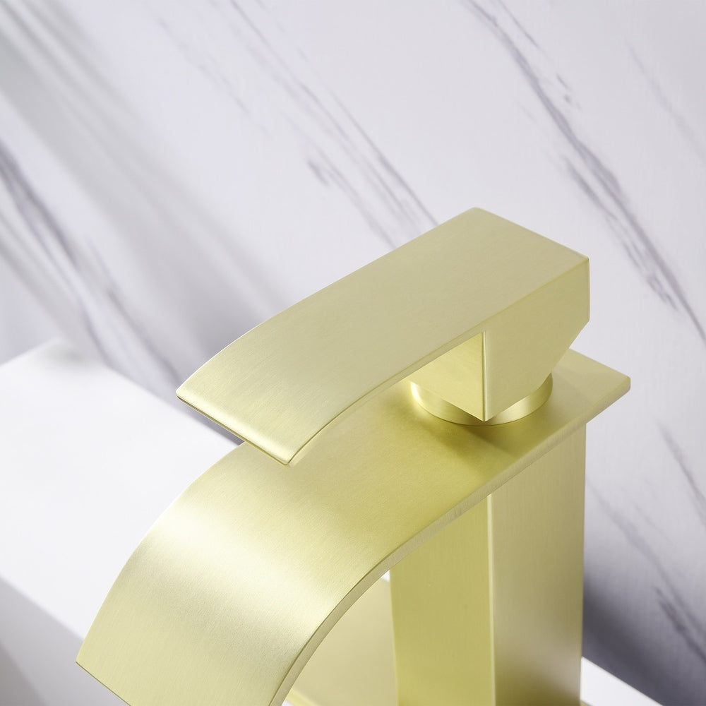 Sagittarius Single Hole Bathroom Sink Faucet in Brushed Gold
