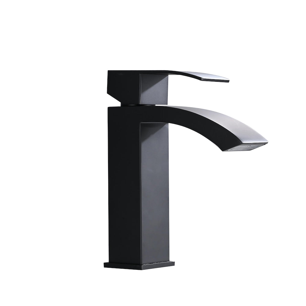Capricorn Single Hole Bathroom Sink Faucet in Matte Black