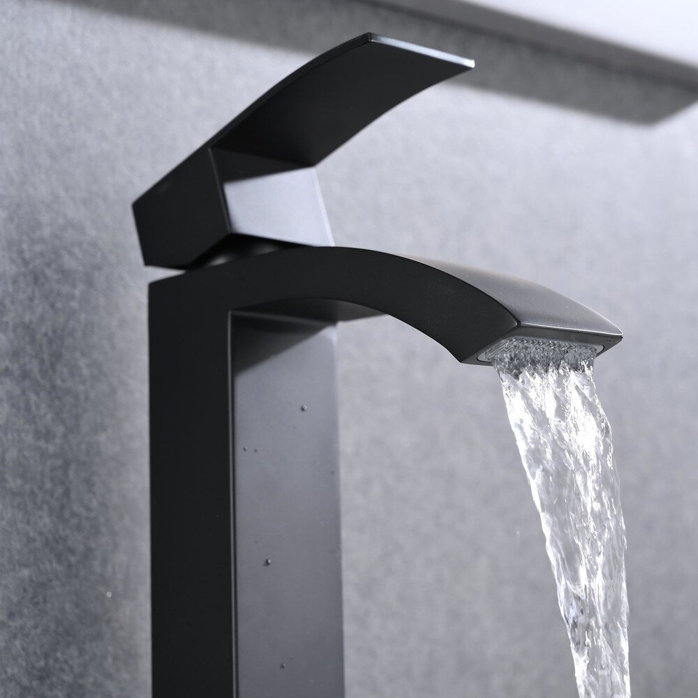 Capricorn Single Hole Bathroom Sink Faucet in Matte Black