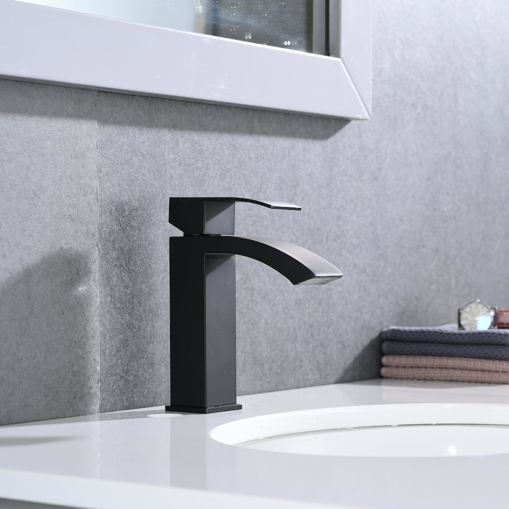 Capricorn Single Hole Bathroom Sink Faucet in Matte Black