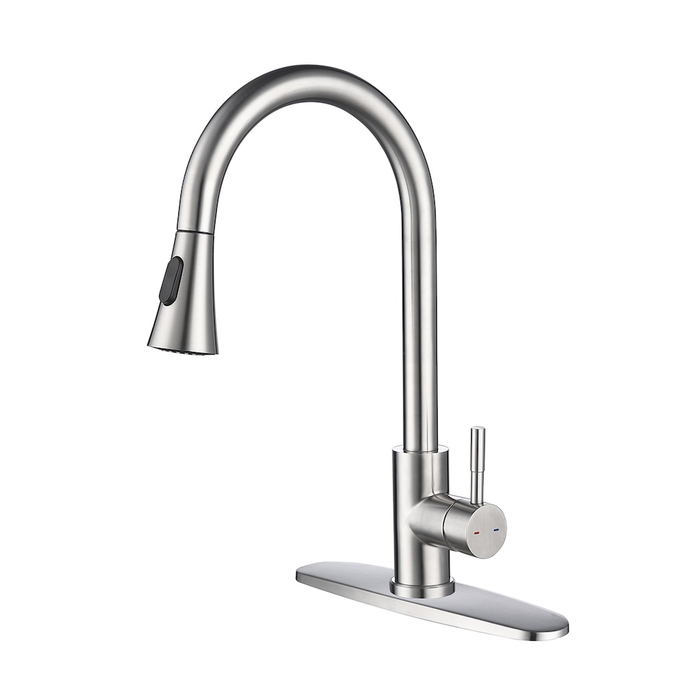 Orion Single-Handle Pull-Down Sprayer Kitchen Faucet with Deckplate in Brushed Nickel