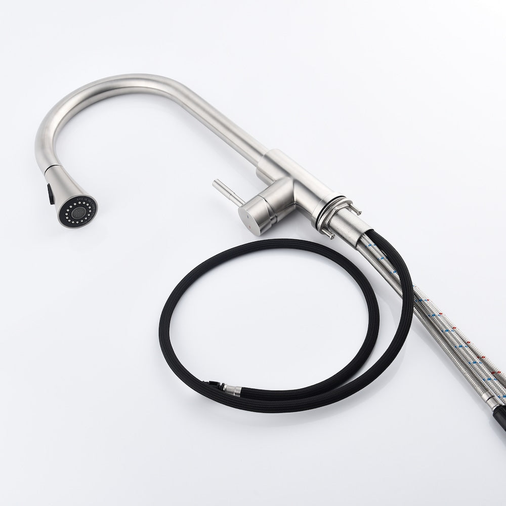 Orion Single-Handle Pull-Down Sprayer Kitchen Faucet with Deckplate in Brushed Nickel