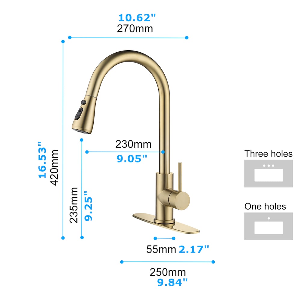 Orion Single-Handle Pull-Down Sprayer Kitchen Faucet with Deckplate in Brushed Gold