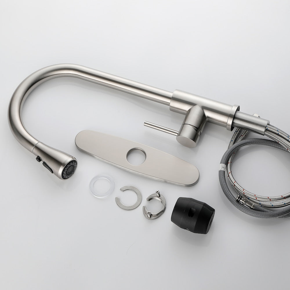 Cassiopeia Single-Handle Pull-Down Sprayer Kitchen Faucet in Brushed Nickel