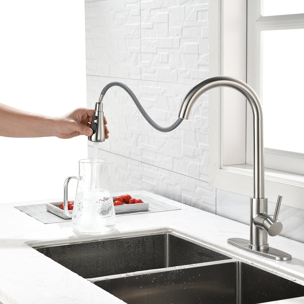 Cassiopeia Single-Handle Pull-Down Sprayer Kitchen Faucet in Brushed Nickel