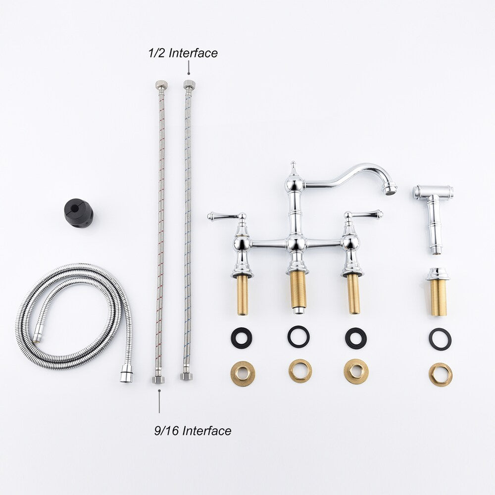 Draco 2-Handle Kitchen Faucet with Sidesprayer in Chrome