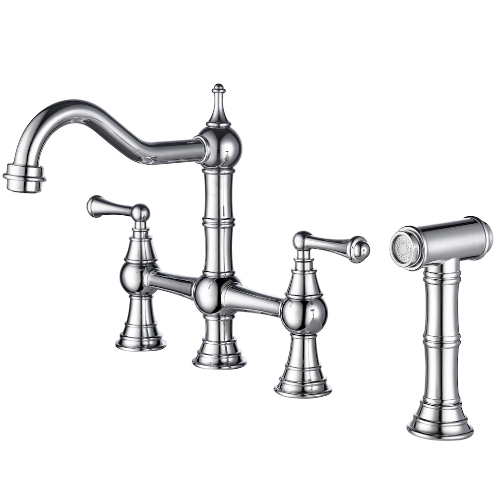 Draco 2-Handle Kitchen Faucet with Sidesprayer in Chrome