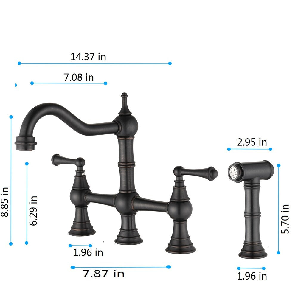 Draco 2-Handle Kitchen Faucet with Sidesprayer in Matte Black