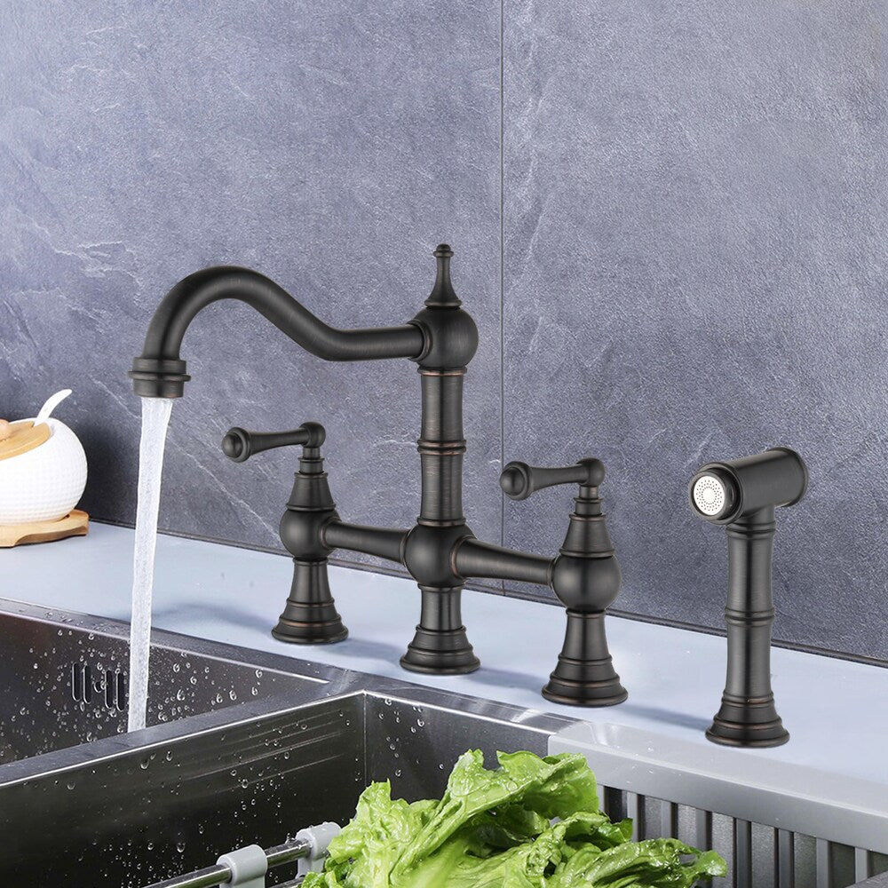 Draco 2-Handle Kitchen Faucet with Sidesprayer in Matte Black