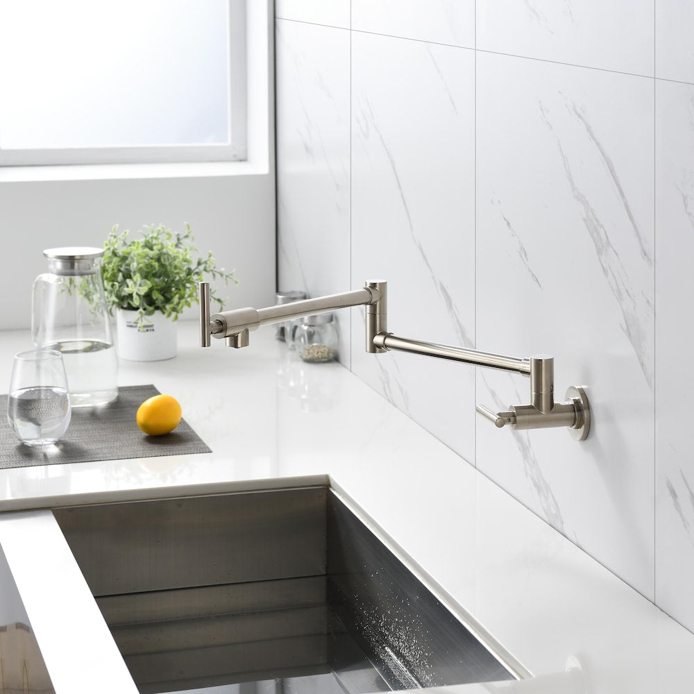 Phoenix Wall-Mounted Pot Filler in Brushed Nickel