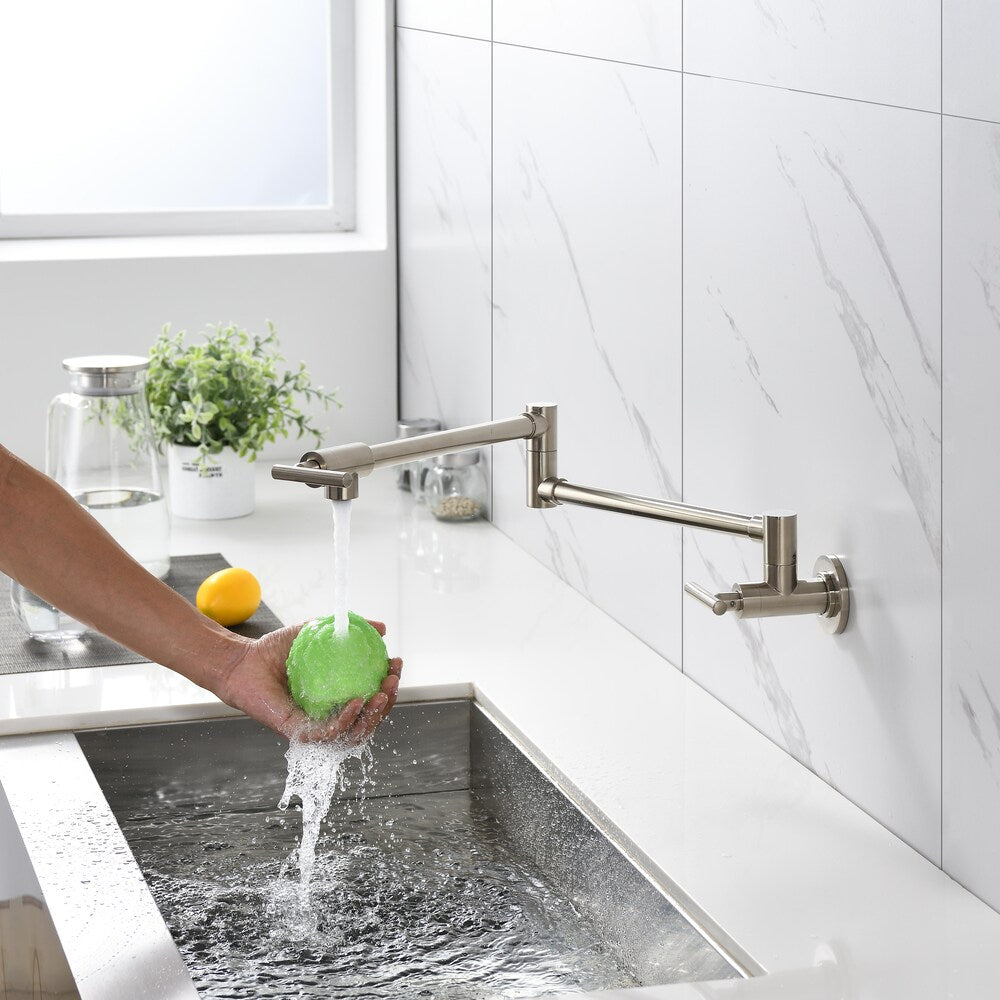 Phoenix Wall-Mounted Pot Filler in Brushed Nickel