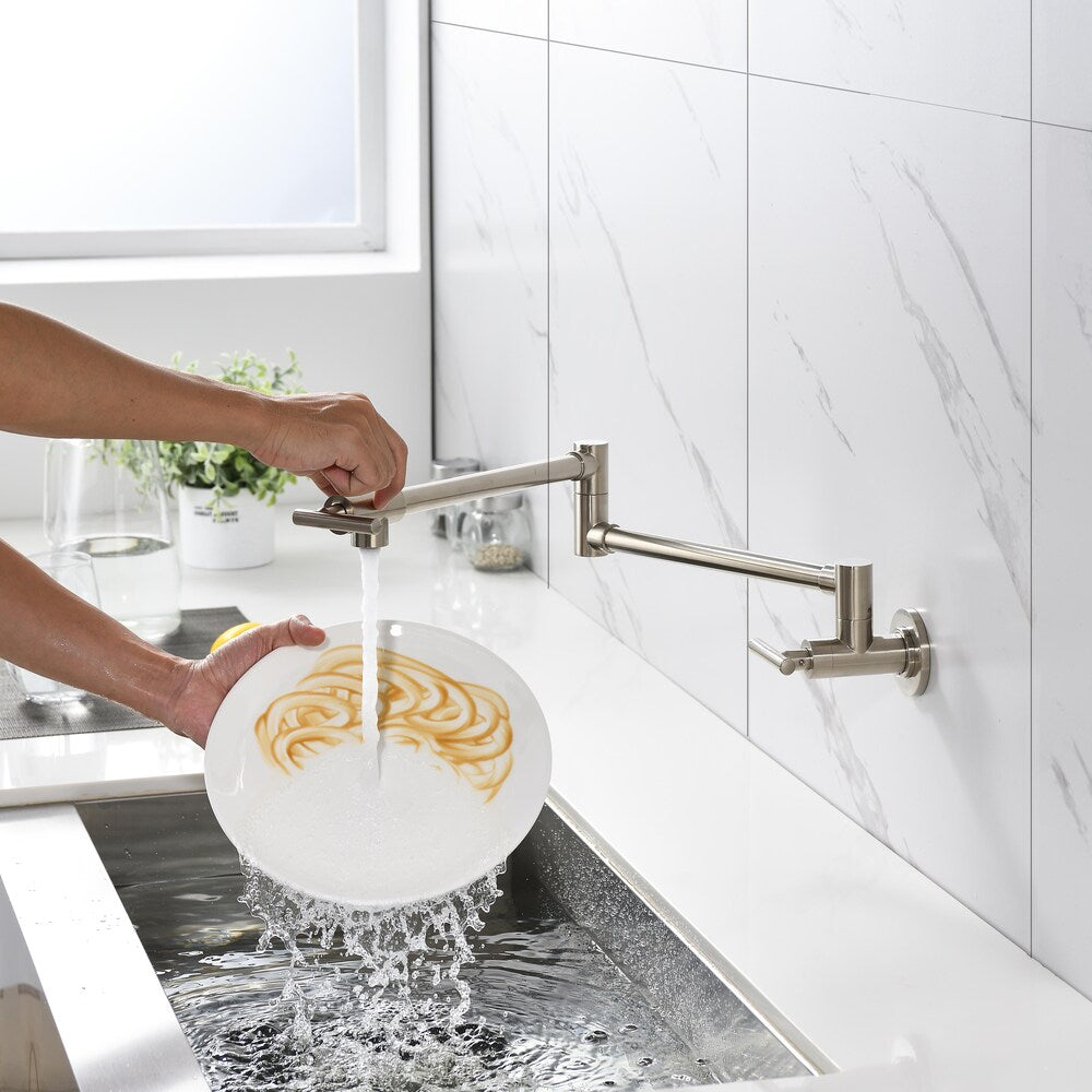 Phoenix Wall-Mounted Pot Filler in Brushed Nickel