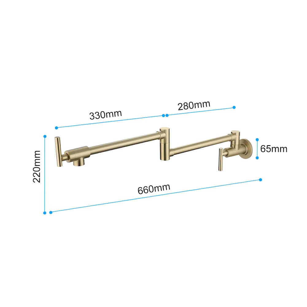 Phoenix Wall-Mounted Pot Filler in Brushed Gold