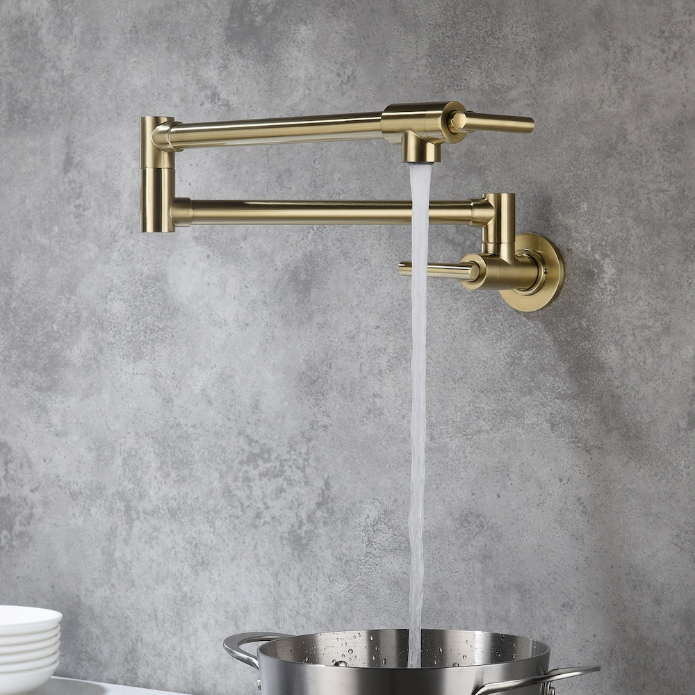 Phoenix Wall-Mounted Pot Filler in Brushed Gold
