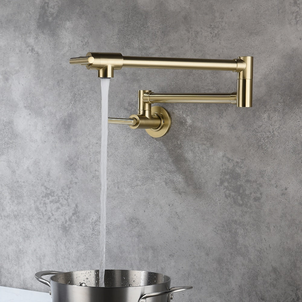 Phoenix Wall-Mounted Pot Filler in Brushed Gold