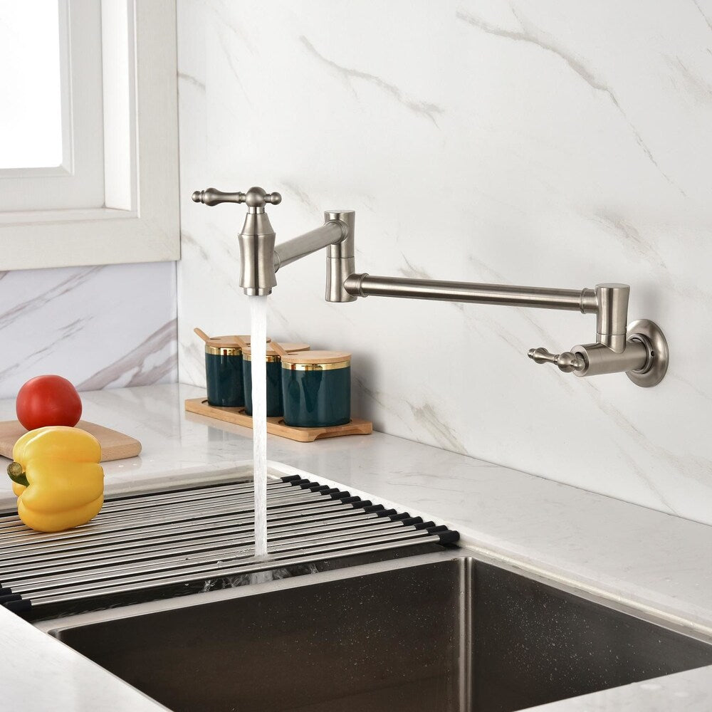 Lyra Wall-Mounted Pot Filler in Brushed Nickel