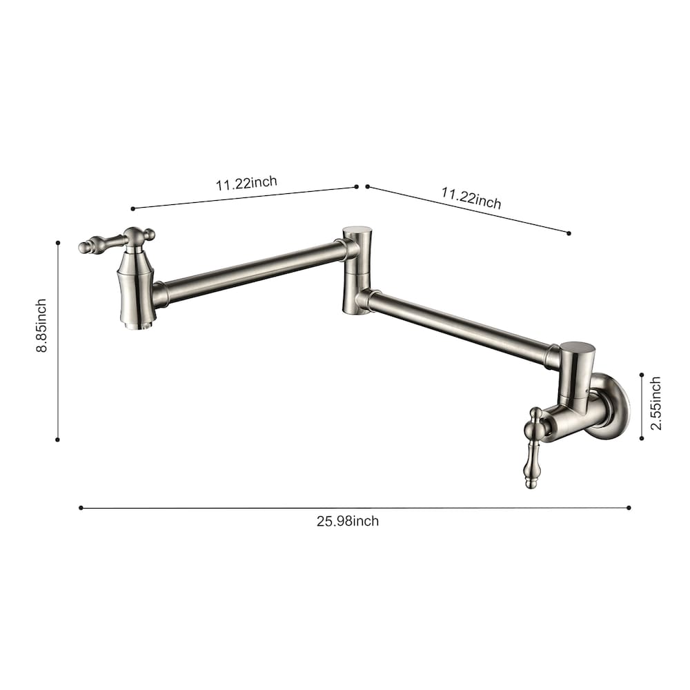 Lyra Wall-Mounted Pot Filler in Brushed Nickel