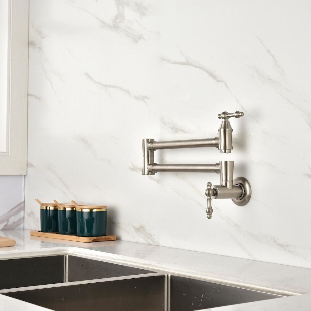 Lyra Wall-Mounted Pot Filler in Brushed Nickel