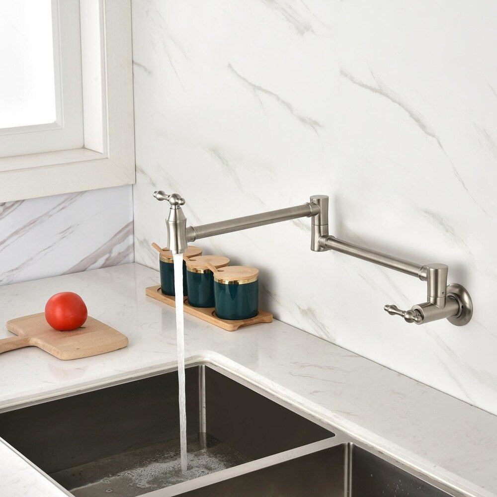 Lyra Wall-Mounted Pot Filler in Brushed Nickel