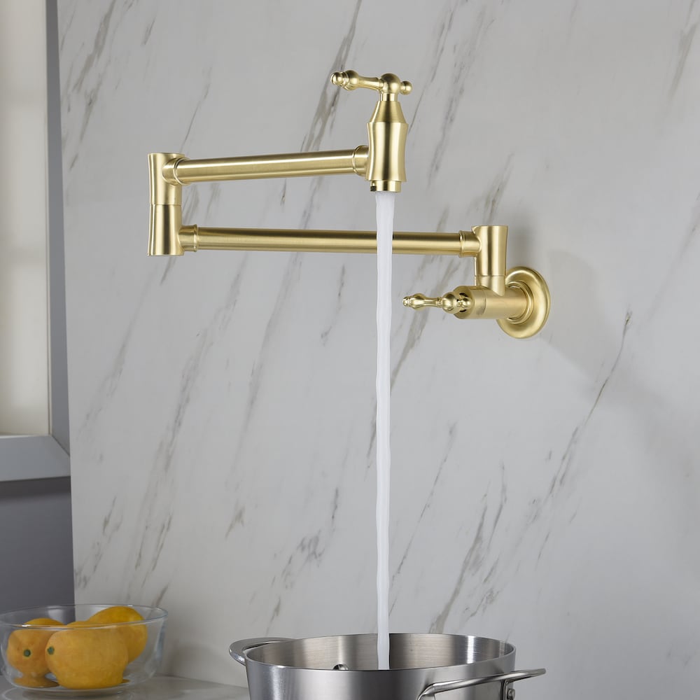 Lyra Wall-Mounted Pot Filler in Brushed Gold