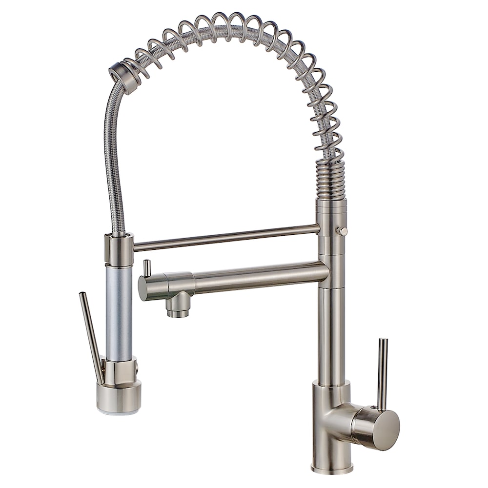 Radiance Double Handles Pull-Down Sprayer Kitchen Faucet in Brushed Nickel