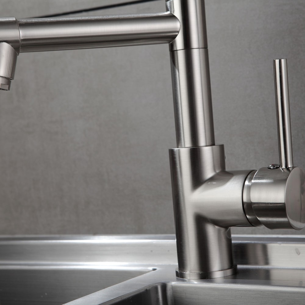 Radiance Double Handles Pull-Down Sprayer Kitchen Faucet in Brushed Nickel