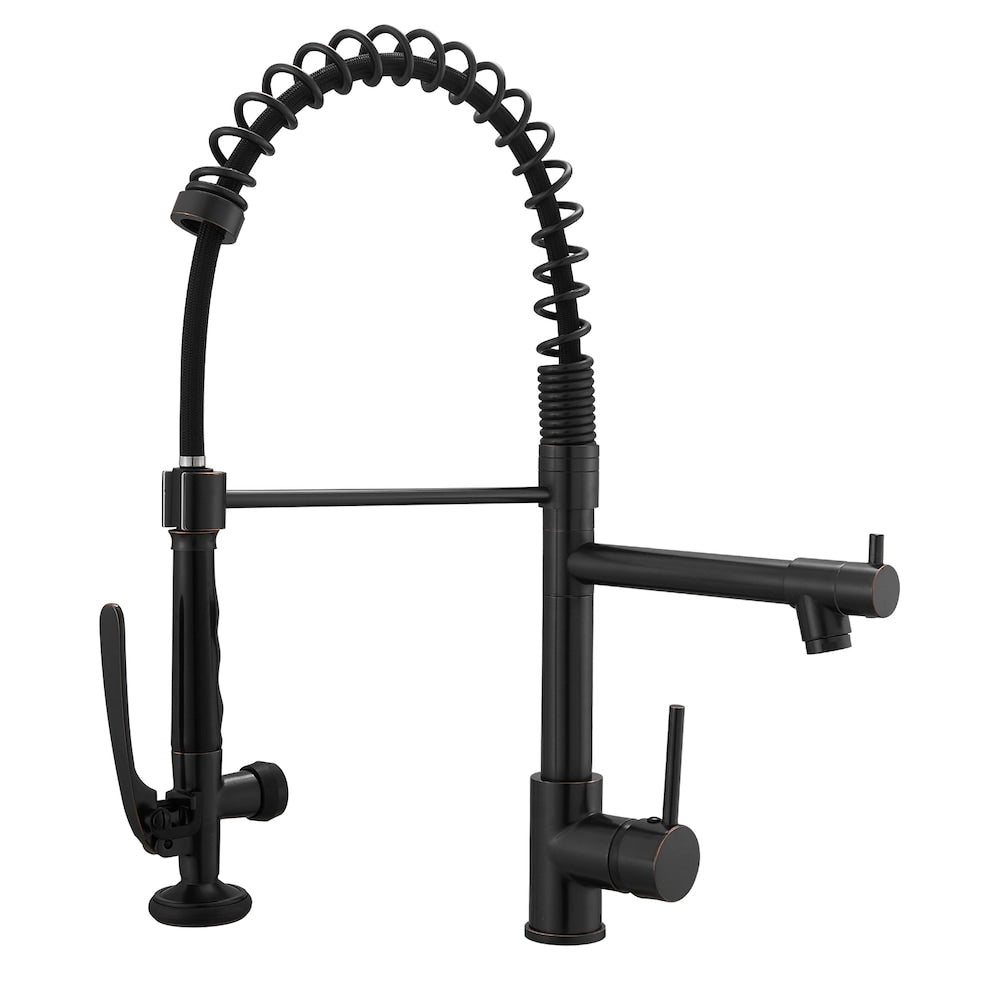 Stellar Double Handle Pull Down Kitchen Sink Faucet in Oil Rubbed Bronze