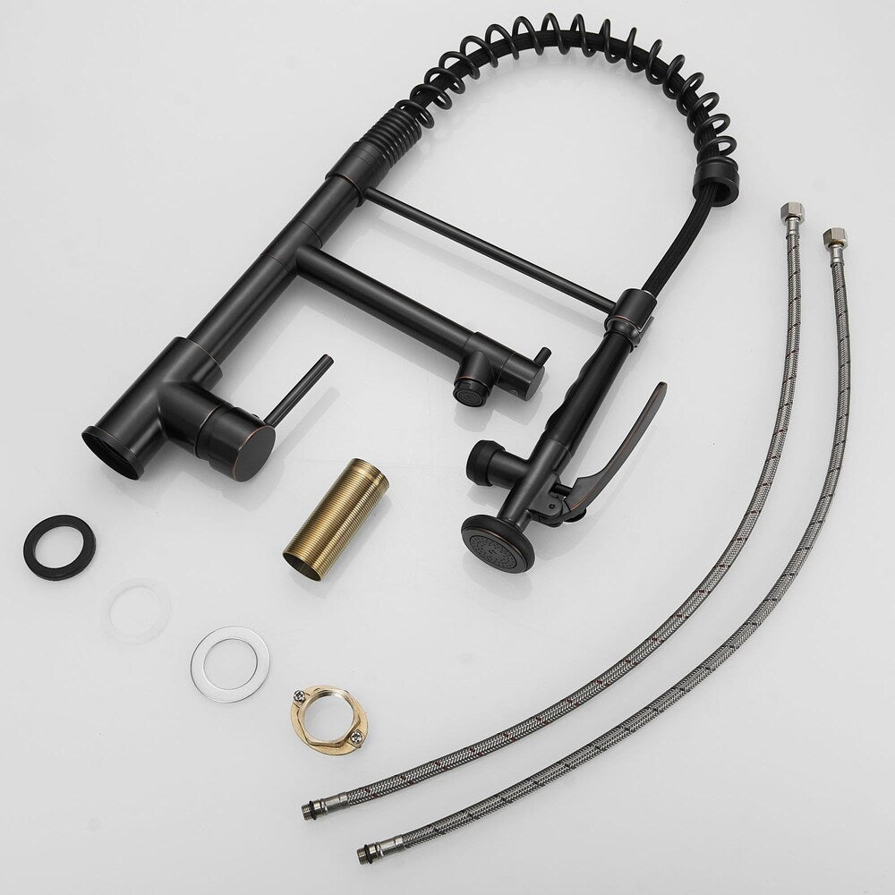 Stellar Double Handle Pull Down Kitchen Sink Faucet in Oil Rubbed Bronze