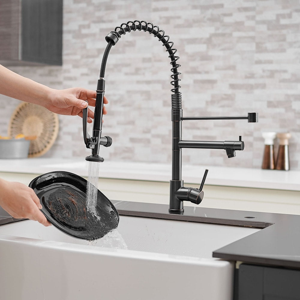 Stellar Double Handle Pull Down Kitchen Sink Faucet in Oil Rubbed Bronze