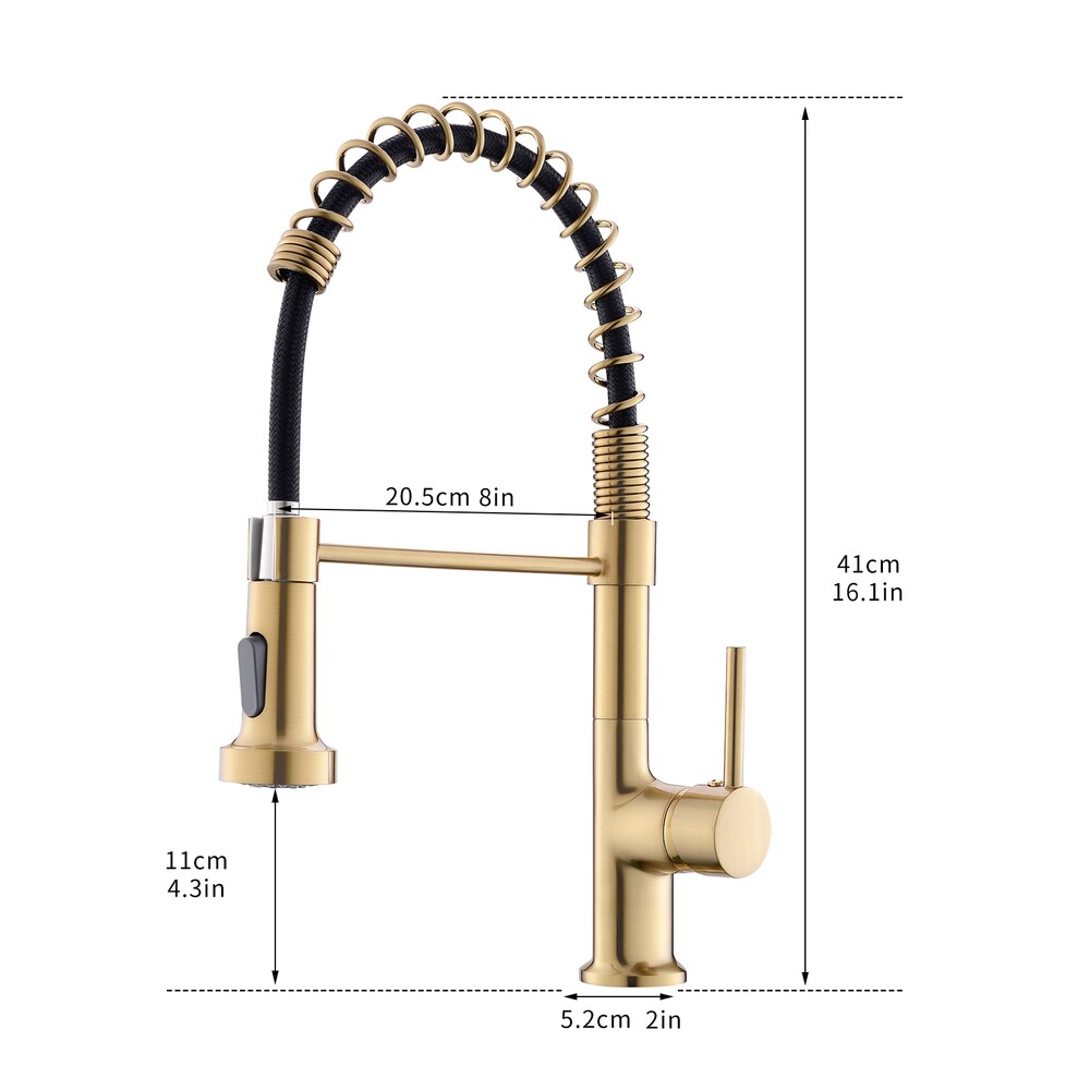 Essence Single Handle Pull Down Sprayer Kitchen Faucet in Gold
