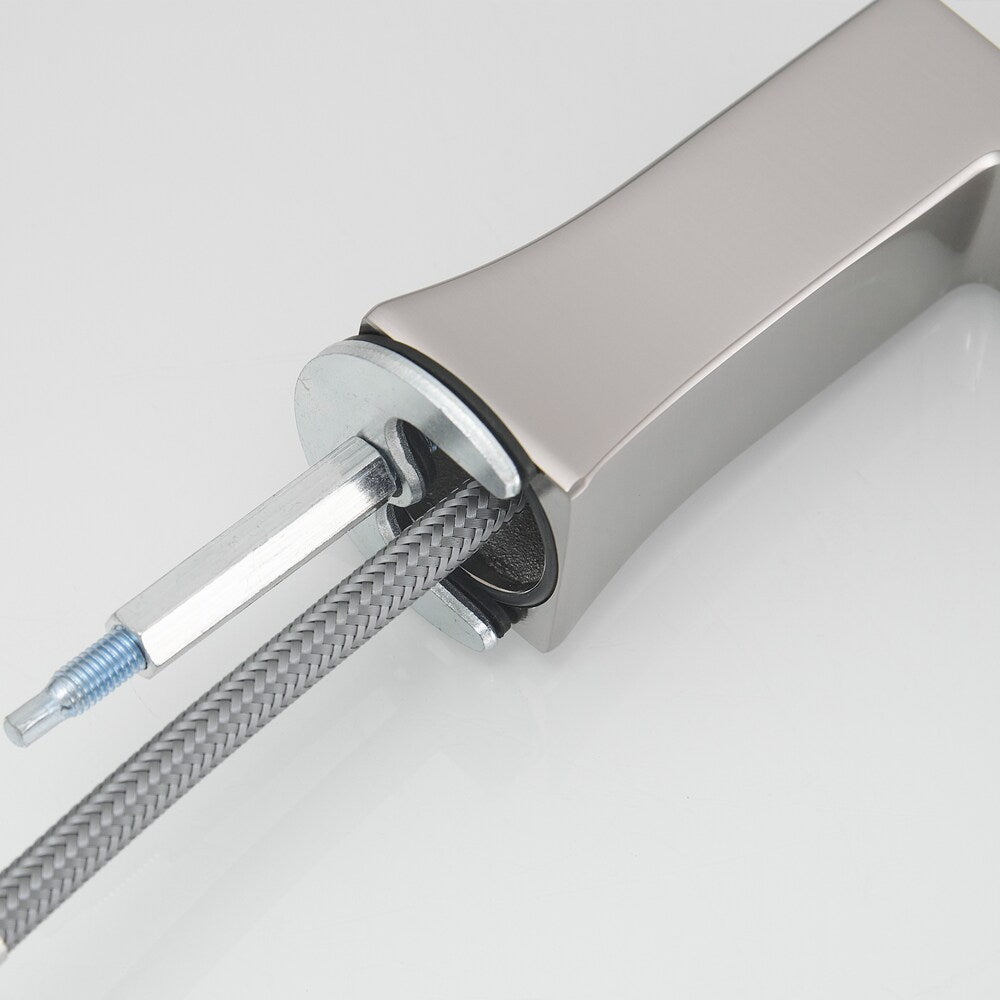 Pure Brushed Nickel 8 inches Double Handles Bathroom Faucet with Pop-Up Drain