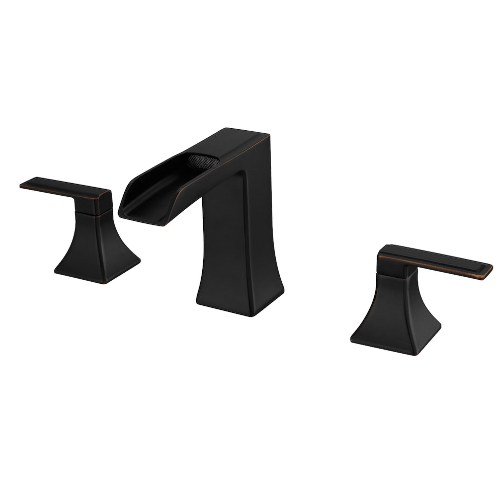 Pure Oil Rubbed Bronze 8 inches Double Handles Bathroom Faucet with Pop-Up Drain