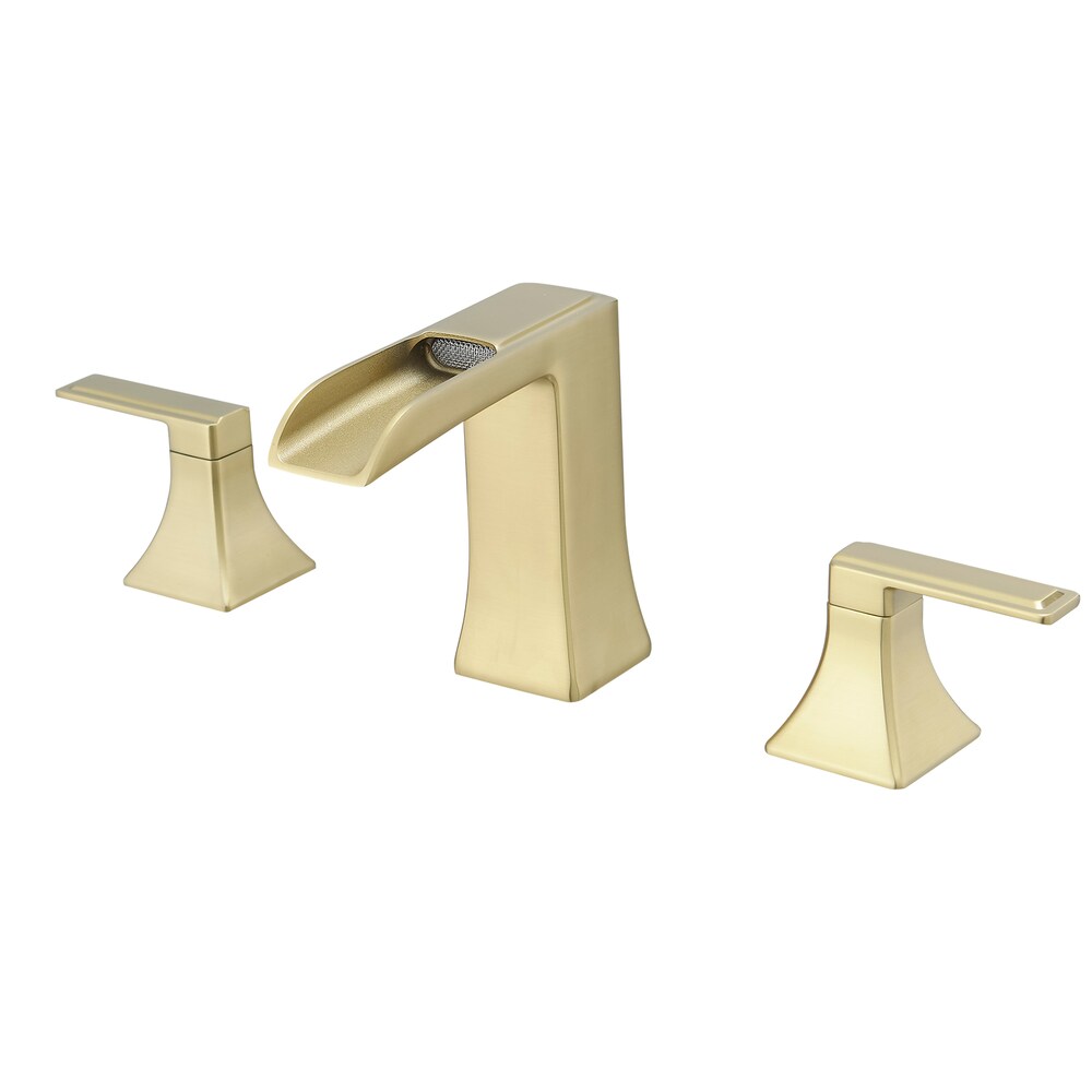 Pure Brushed Gold 8 inches Double Handles Bathroom Faucet with Pop-Up Drain
