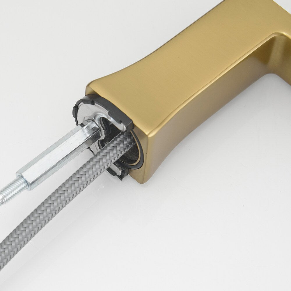 Pure Brushed Gold 8 inches Double Handles Bathroom Faucet with Pop-Up Drain