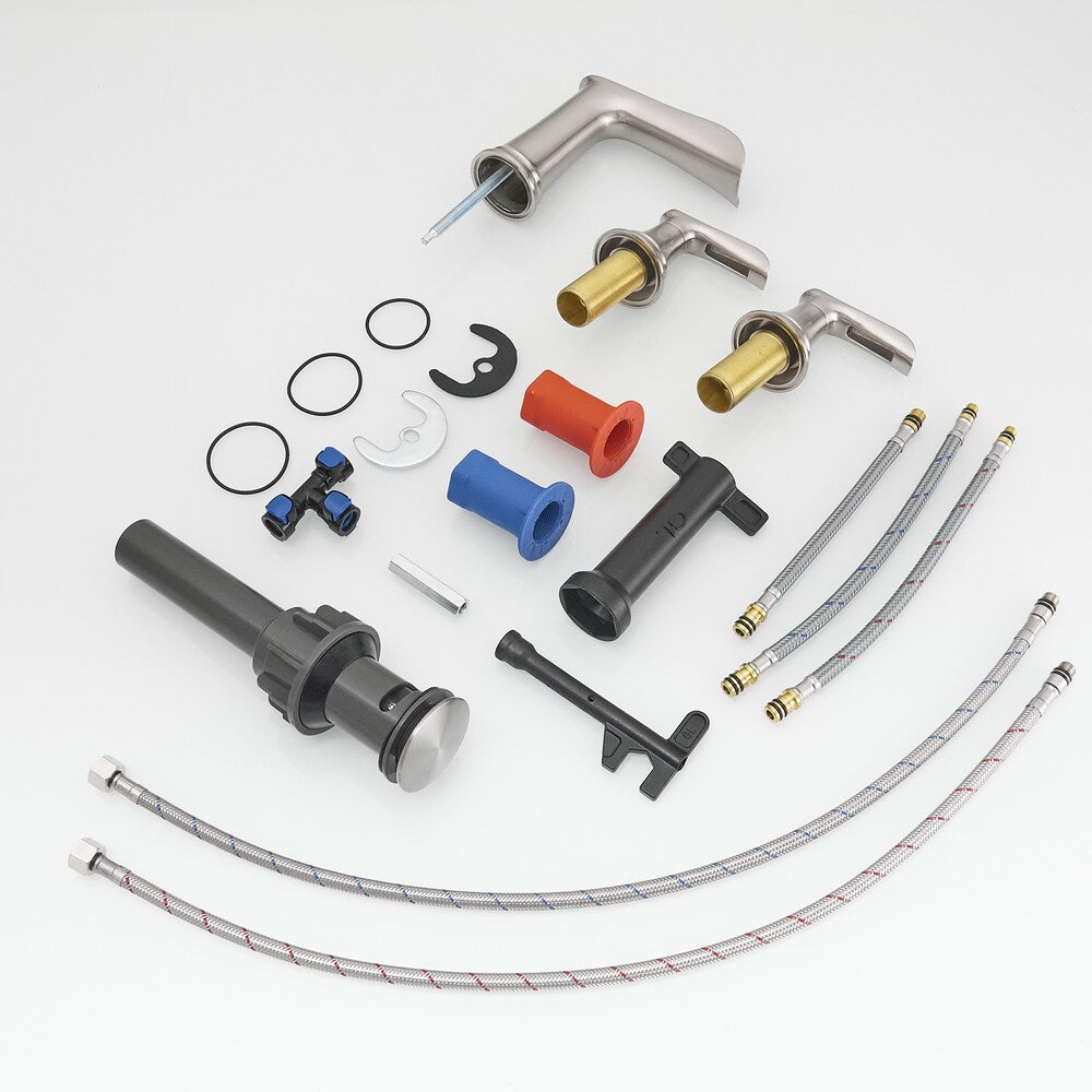 Classic Brushed Nickel 8 inches Widespread 2-Handle Bathroom Faucet with Pop-Up Drain