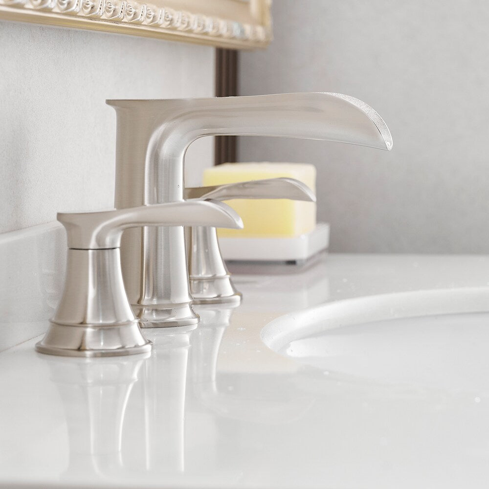 Classic Brushed Nickel 8 inches Widespread 2-Handle Bathroom Faucet with Pop-Up Drain