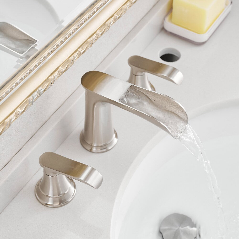 Classic Brushed Nickel 8 inches Widespread 2-Handle Bathroom Faucet with Pop-Up Drain