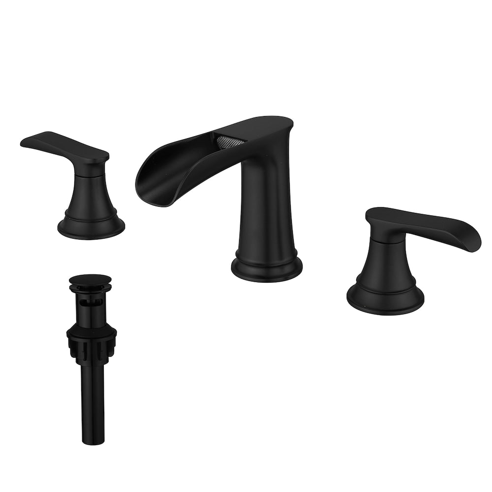 Classic Matte Black 8 inches Widespread 2-Handle Bathroom Faucet with Pop-Up Drain