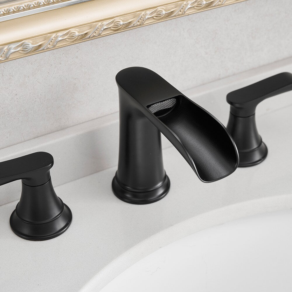 Classic Matte Black 8 inches Widespread 2-Handle Bathroom Faucet with Pop-Up Drain