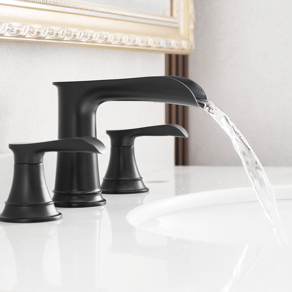Classic Matte Black 8 inches Widespread 2-Handle Bathroom Faucet with Pop-Up Drain