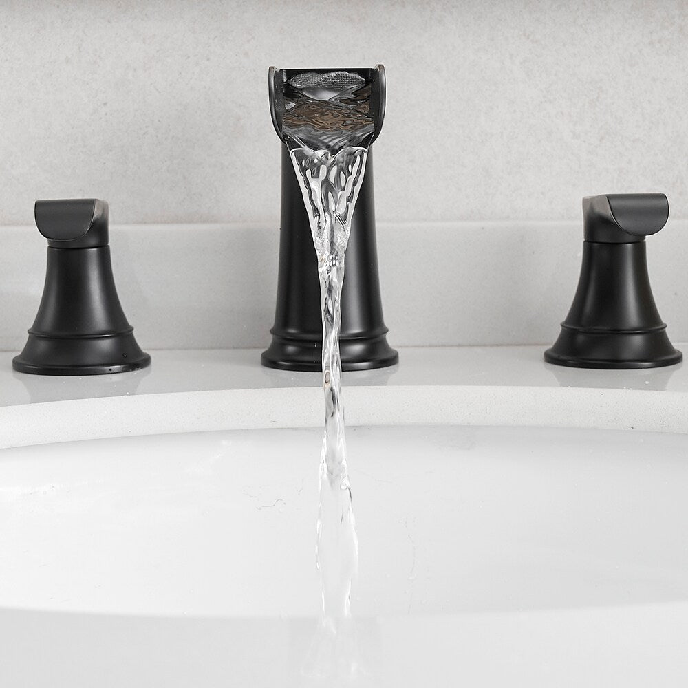 Classic Matte Black 8 inches Widespread 2-Handle Bathroom Faucet with Pop-Up Drain
